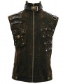 Brown Do Old Style Gothic Punk Rock Vest Top for Men