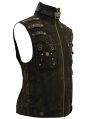 Brown Do Old Style Gothic Punk Rock Vest Top for Men