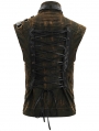 Brown Do Old Style Gothic Punk Rock Vest Top for Men