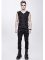 Black Gothic Punk Rock Rivet Sleeveless Vest Top for Men