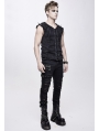 Black Gothic Punk Rock Rivet Sleeveless Vest Top for Men