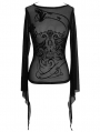 Black Gothic Sexy Long Sleeve Transparent T-Shirt for Women
