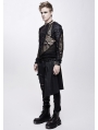 Black Gothic Punk Net Skull Long Sleeve T-Shirt for Men