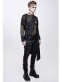 Black Gothic Punk Net Skull Long Sleeve T-Shirt for Men