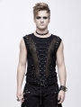 Black Gothic Punk Front Stap Sleeveless T-Shirt for Men