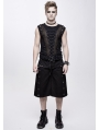 Black Gothic Punk Front Stap Sleeveless T-Shirt for Men