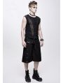 Black Gothic Punk Front Stap Sleeveless T-Shirt for Men