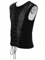 Black Gothic Punk Front Stap Sleeveless T-Shirt for Men