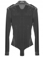 Black Gothic Siamese Military Uniform Semitransparent T-Shirt for Women