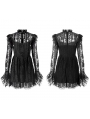 Black Street Fashion Gothic Lace Hollow-Out Long Sleeve Short Dress