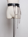 Black Gothic Punk PU Leather Chain Belt