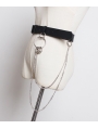 Black Gothic Punk PU Leather Chain Ring Belt