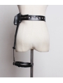 Black Gothic Punk PU Leather Belt with Detachable Bag and Garter