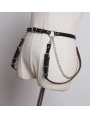 Black Gothic Punk PU Leather Chain Belt