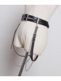 Black Gothic Punk PU Leather Chain Belt with Detachable Belts