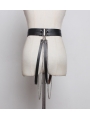 Black Gothic Punk PU Leather Chain Belt with Detachable Belts