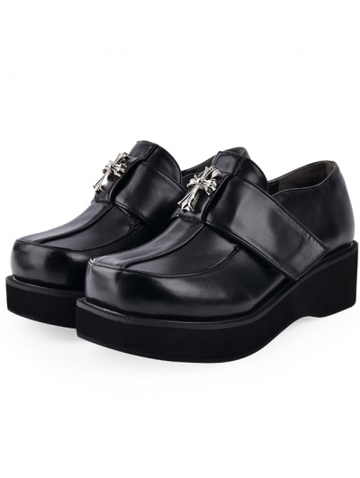 Black Gothic Punk Cross Platform Shoes for Women