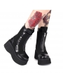 Black Gothic Punk Rivet Zipper Platform Mid-Calf Boots for Women