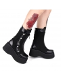 Black Gothic Punk Rivet Zipper Platform Mid-Calf Boots for Women