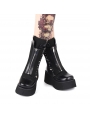 Black Gothic Punk Rivet Zipper Platform Mid-Calf Boots for Women