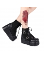 Black Gothic Punk Skull Platform Mid-Calf Boots for Women