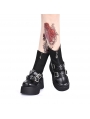 Black Gothic Punk Cross Platform Mid-Calf Boots for Women