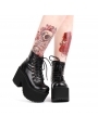 Black Gothic Punk Lace-up Platform Mid-Calf Boots for Women