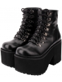 Black Gothic Punk Lace-up Platform Mid-Calf Boots for Women