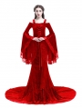 Red Romantic Off-the-Shoulder Gothic Medieval Two Pieces Dress