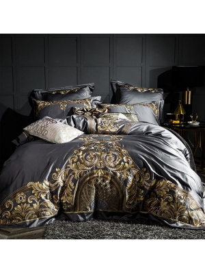 Sliver Luxurious Vintage Embroidery Comforter Set 