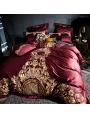 Red Luxurious Vintage Embroidery Comforter Set