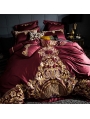 Red Luxurious Vintage Embroidery Comforter Set