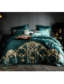 Green Luxurious Vintage Embroidery Comforter Set