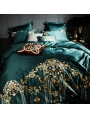 Green Luxurious Vintage Embroidery Comforter Set