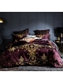 Purple Luxurious Vintage Embroidery Comforter Set