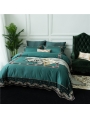 Green Vintage Lace Embroidery Comforter Set