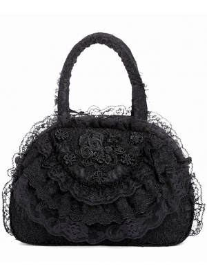 Black Romantic Vintage Gothic Flower Lace Handbag