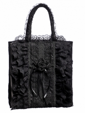 Black Romantic Vintage Gothic Flower Lace Handbag