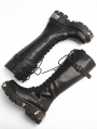 Black Gothic Punk Lace Up Knee Platform Boots for Women