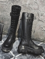 Black Gothic Punk Lace Up Knee Platform Boots for Women