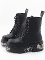 Black Gothic Punk Platform Mid-Calf Boots for Women