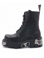 Black Gothic Punk Platform Mid-Calf Boots for Women