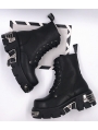 Black Gothic Punk Platform Mid-Calf Boots for Women