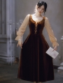 Brown Vintage Long Sleeve Medieval Inspired Long Dress