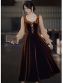 Brown Vintage Long Sleeve Medieval Inspired Long Dress