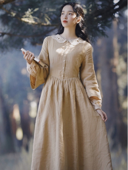 Vintage Long Sleeve Medieval Inspired Long Dress - Devilnight.co.uk