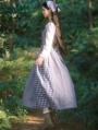 Vintage Plaid and flower Medieval Inspired Long Dress