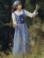 Vintage Plaid and flower Medieval Inspired Long Dress