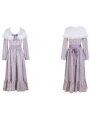 Purple Vintage Long Sleeve Floral Medieval Inspired Long Dress