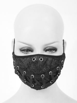 Black Gothic Punk Lace-up Unisex Mask